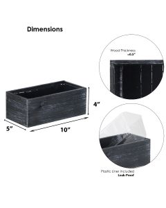 black wood rectangle planter box