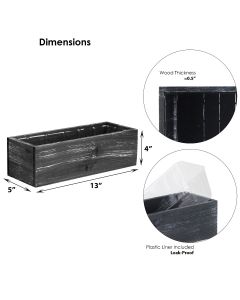 black rectangle wood planter box