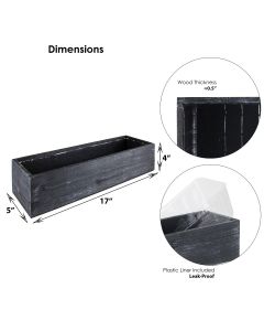 black wood planter box 17 inches