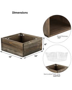 square wooden planter box 10 inches by 4 inches
