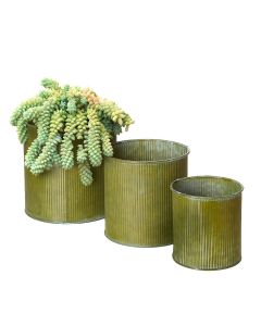 corrugated metal planters set 