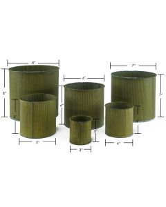 Wholesale Corrugated Zinc Metal Galvanized Cylinder Planter Set