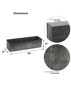 zinc rectangle galvanized metal planters