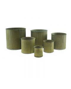 Wholesale Corrugated Zinc Metal Galvanized Cylinder Planter Set