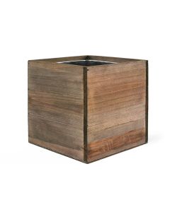 Wood Cube Planter Box w/ Zinc Liner Natural H-4" Open-4"x4" (Pack of 6 pcs)