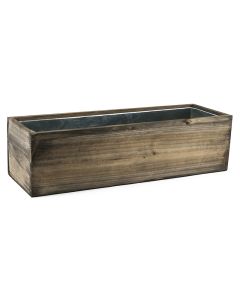 Wood Rectangle Planter Box w/ Zinc Liner Natural H-4" Open-12"x5