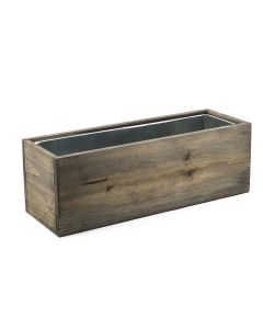 Wood Rectangle Planter Box w/ Zinc Liner Natural H-5" Open-15"x5"