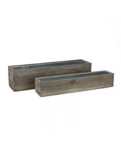 Wood Rectangle Planter Box w/ Zinc Liner Natural Wholesale Package