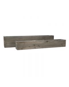 Wood Rectangle Planter Box w/ Zinc Liner Natural 