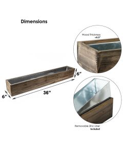 wood planter with zinc liner