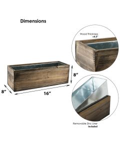 wood planters with zinc liner