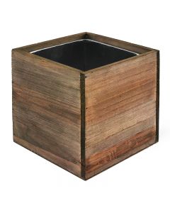 10 inch wooden planter box with zinc liner