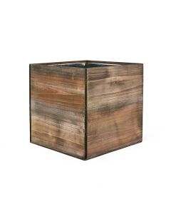 14 inch cube wooden planter box with zinc liner