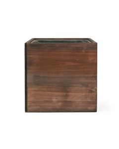 14 inch cube wooden planter box with zinc liner