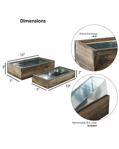 wood rectangle planter box set of 2