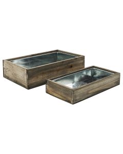 wood rectangle planter box set of 2