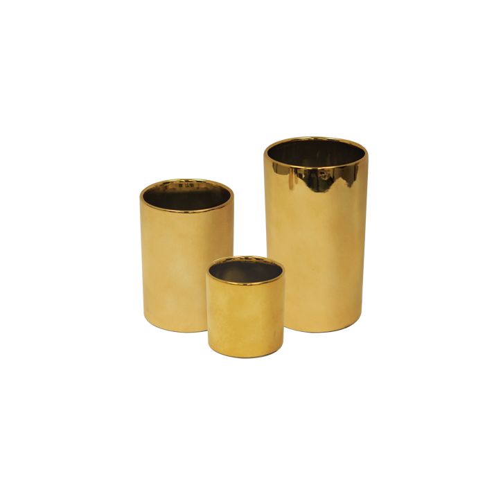Gold Ceramic Cylinder Vase H-8