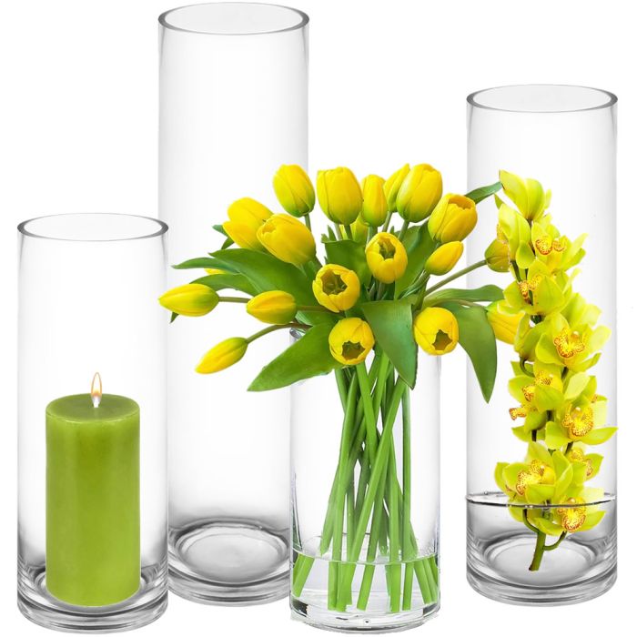 Hvor Vugge arabisk 5 inch wide Cylinder Glass Vase for Floating Candles with 10 inches to 28  inches Tall