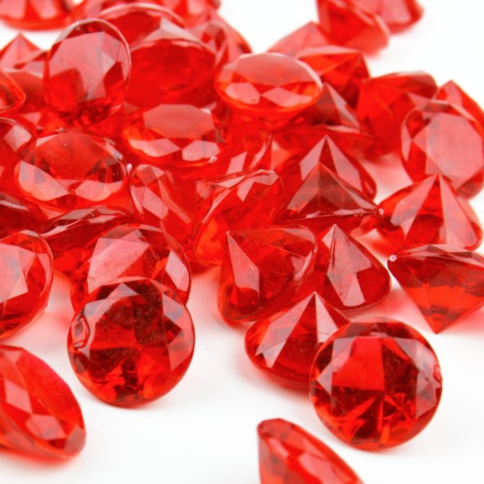 glass vase filler acrylic large red plastic diamonds