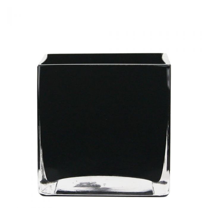 glass black cube vases