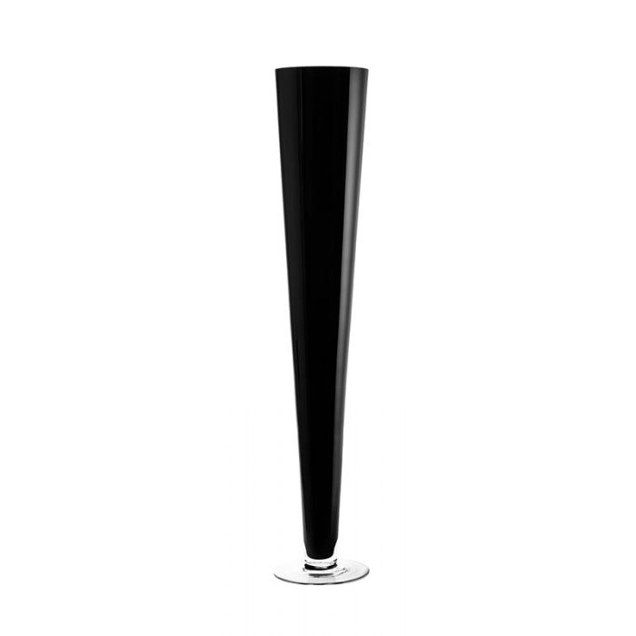 Black Glass Trumpet Vase 28 inch