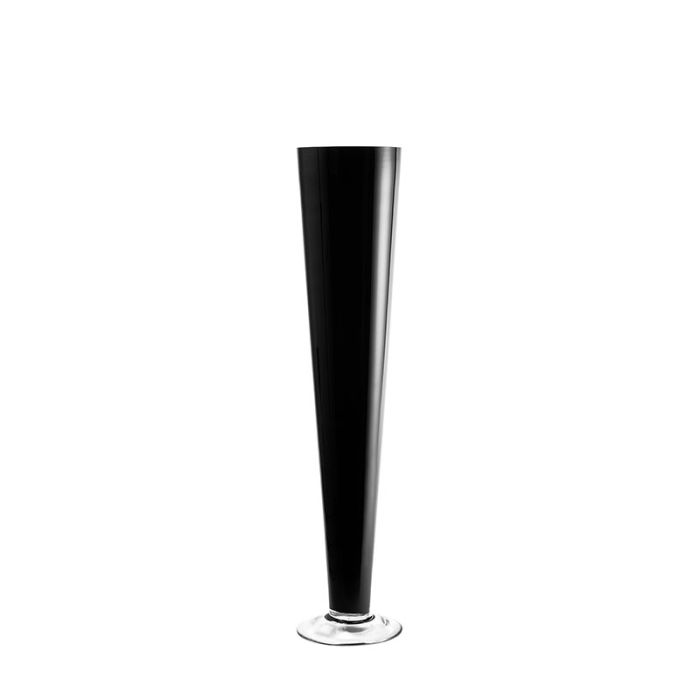 Black Glass Trumpet Vase 24 inch