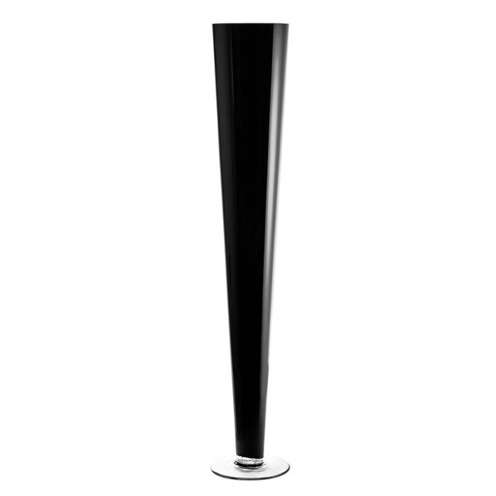 Black Glass Trumpet Vase 32 inch
