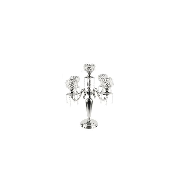 Candelabra Crystal Globe Dangling Bead Silver H-24