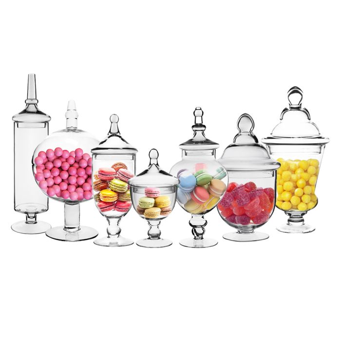 Pack of 4 - Glass Apothecary Jars, Candy Buffet Displays (Multiple Style Options)