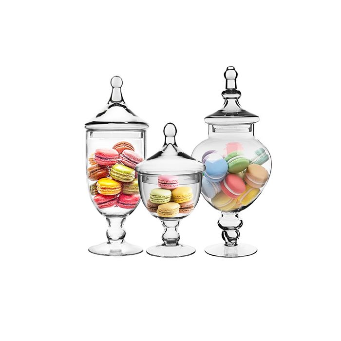 Pack of 4 - Glass Apothecary Jars, Candy Buffet Displays (Multiple Style Options)