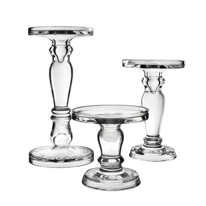 Bubble Glass Pillar Taper Candle Holder 5 inches set of 3
