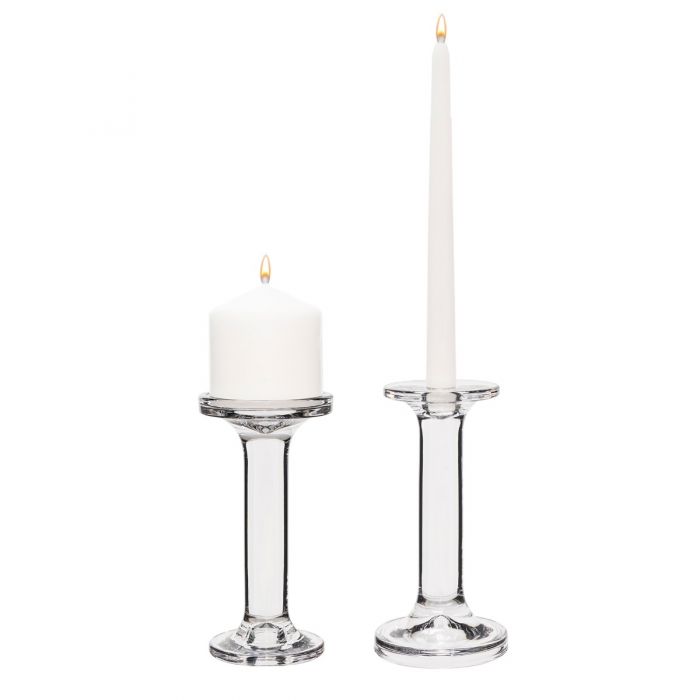 glass pillar and taper candle holder