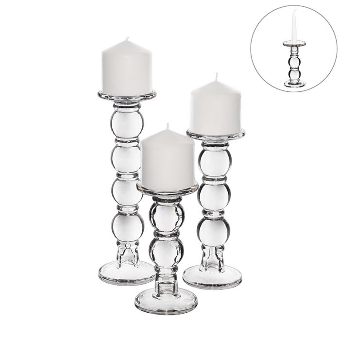 Details about   CANDLE HOLDER GLASS CLEAR PRISM CUT ROUND CANDLESTICK 3 7/8 D X 3.25 HOME DECOR 