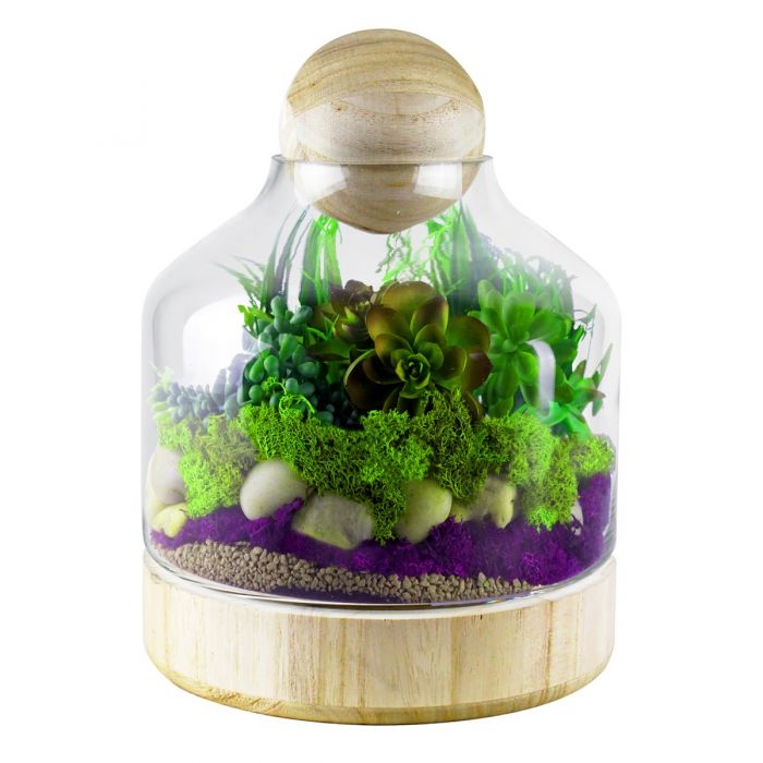 glass terrarium vase with wood stopper