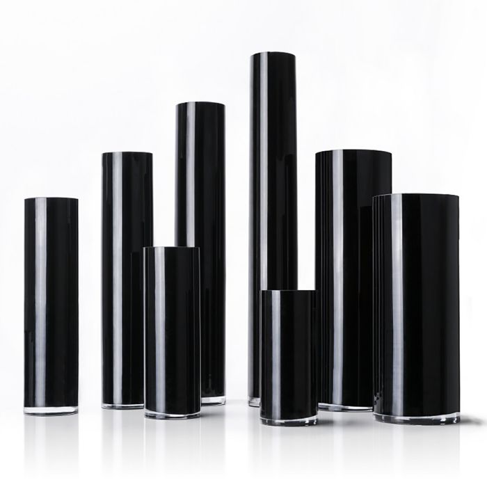Black Glass Cylinder Vase D-6