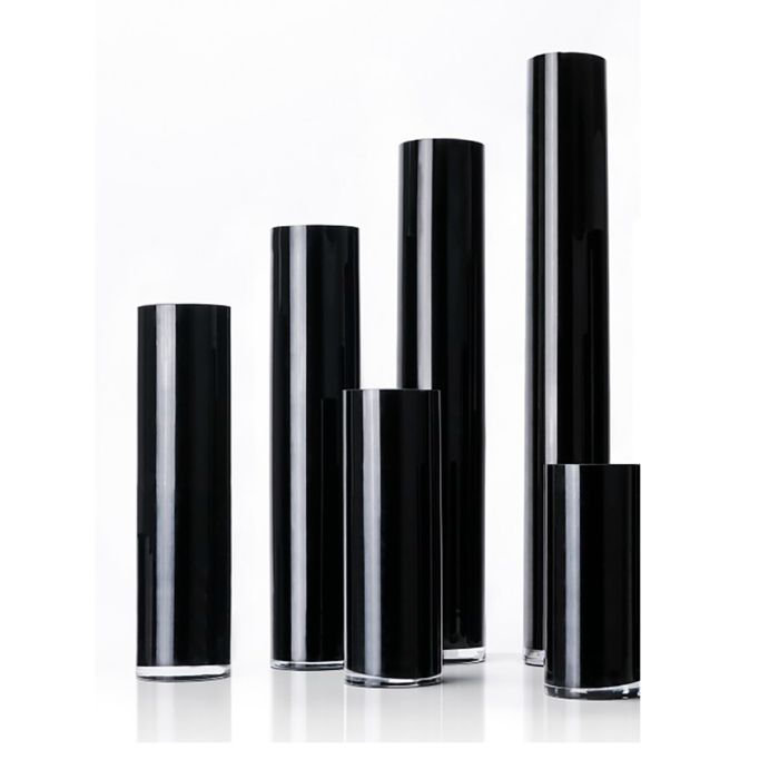 Black Glass Cylinder Vases. D-4