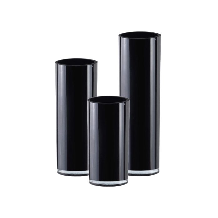12 pcs Black Glass Cylinder Vase Set of 3, D-6