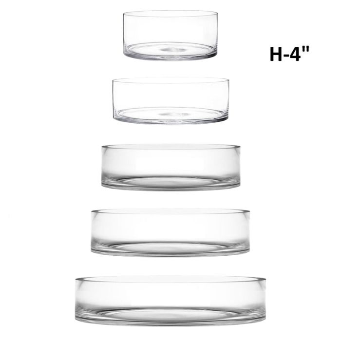 Wide Clear Glass Cylinder Vase H-4