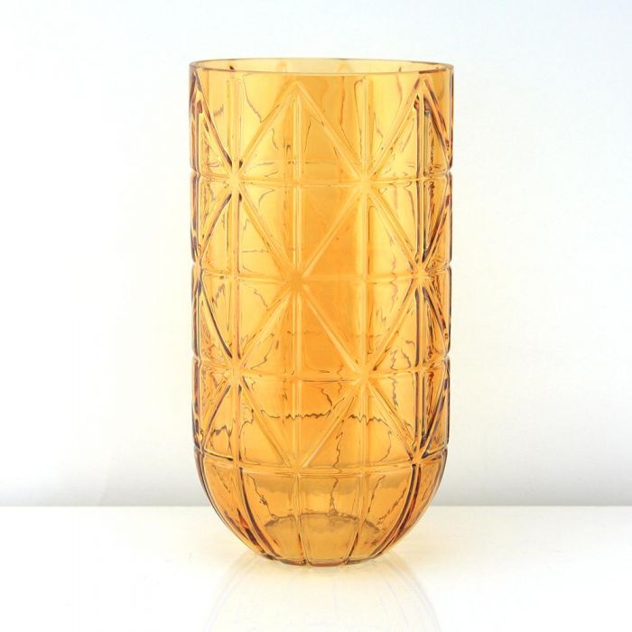 geometric glass vases amber