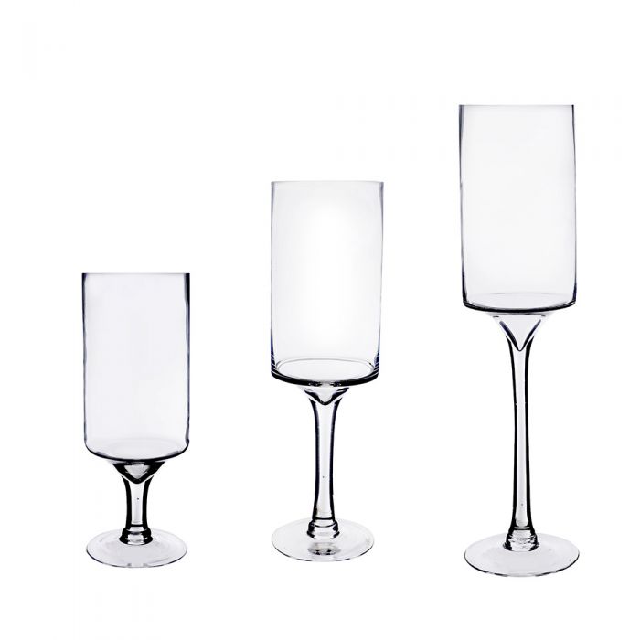 Glass Candle Holder H-20 Open-5 Long Pedestal Stem Wedding Pack of 6 pcs Event and Home Decor 