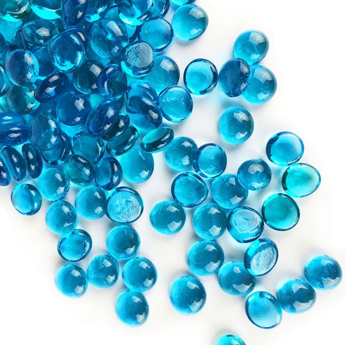 glass vase filler flat aquarium gem stones light blue