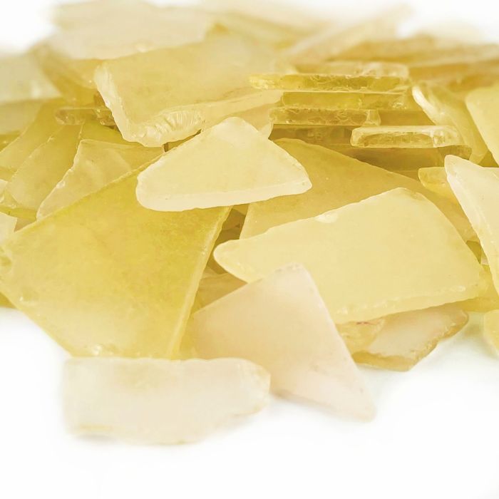 Light Yellow Flat Sea Glass Vase Filler, 1.5 Cups/LB  (Wholesale 36 LBS/Case)