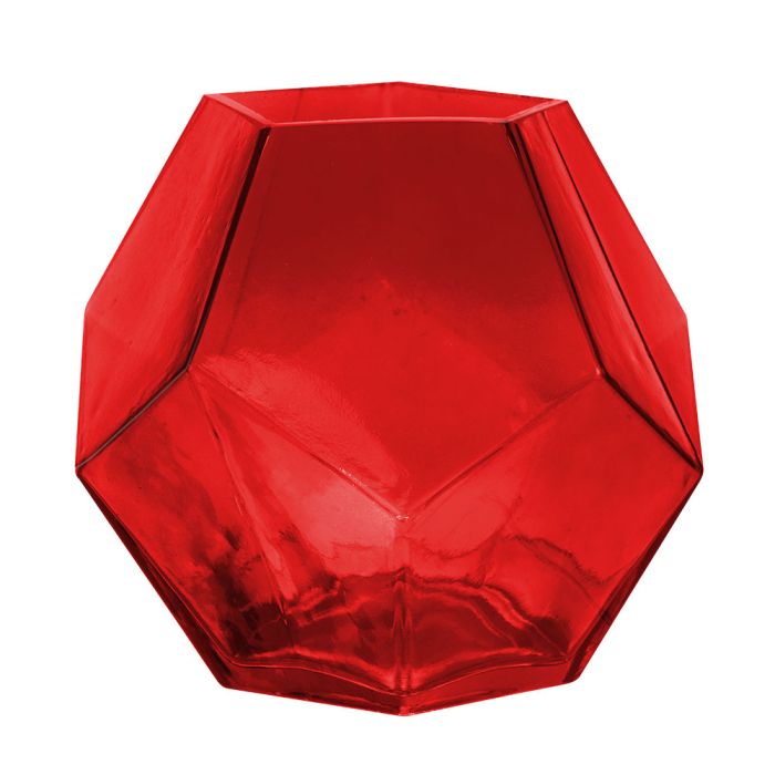 red geometry glass vases