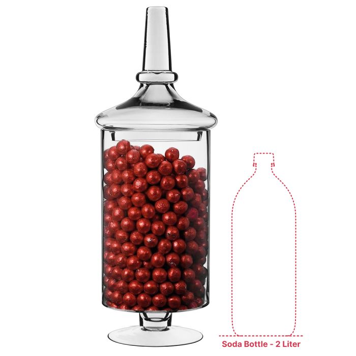 Glass Cylinder Stem Apothecary Jar H-21.5