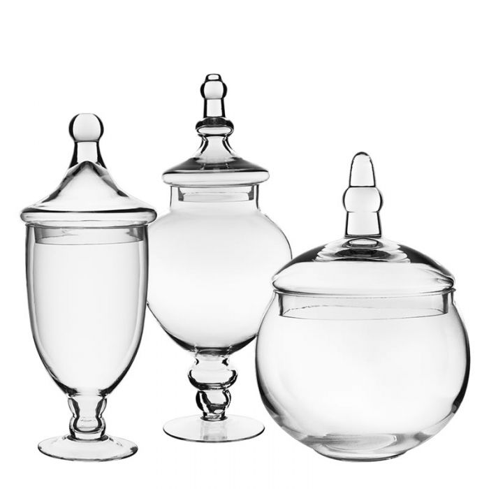 GLASS APOTHECARY JARS SET