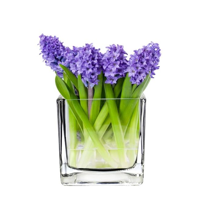 14cm GLASS MIRRORED CUBE VASE CLEAR 5" Square Clear Flower Table Wedding Event 