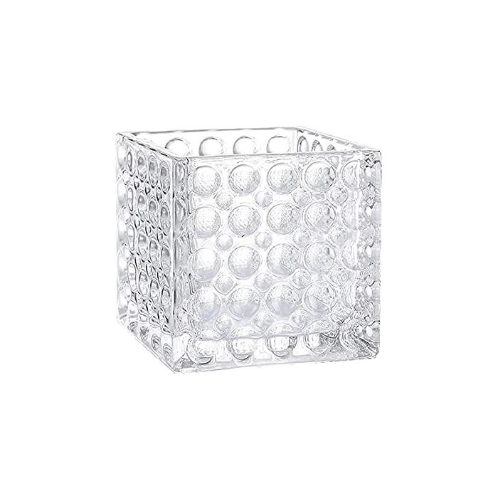 Glass Cube Vase with Dimple Effect. H-6