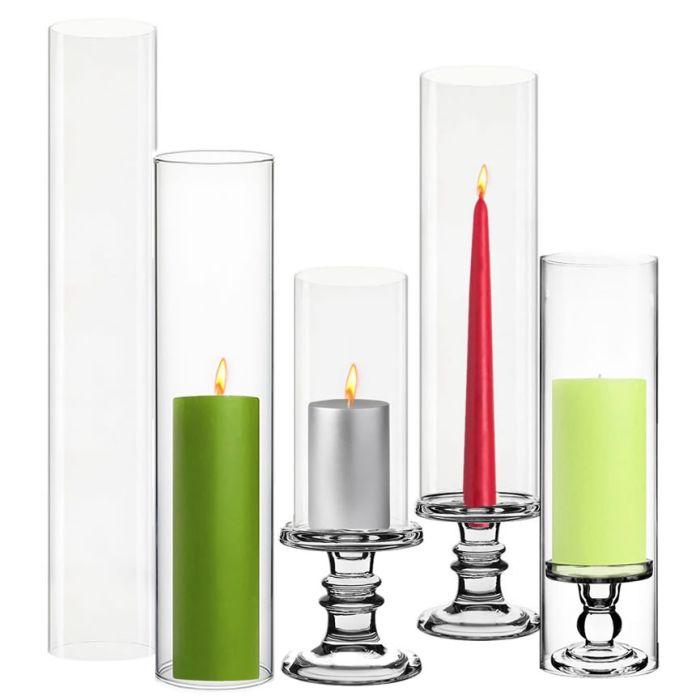 4-Inch Diameter Glass Hurricane Chimney Tubes: Elegant Candle Holders for  Events
