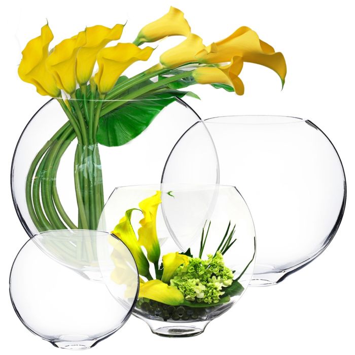 Glass Moon Shape Oval Vases Centerpieces H-7.5
