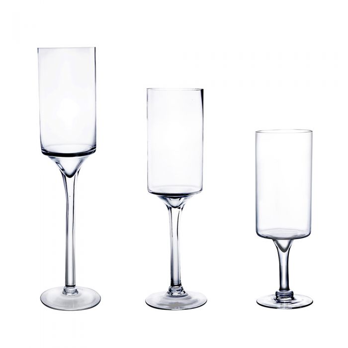 Event and Home Decor Wedding Glass Candle Holder H-20 Open-5 Long Pedestal Stem Pack of 6 pcs 